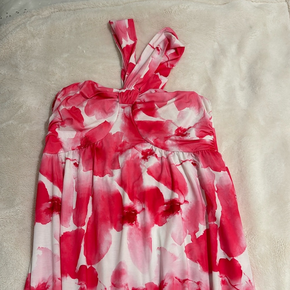 Grace Karin long pink and white maxi dress